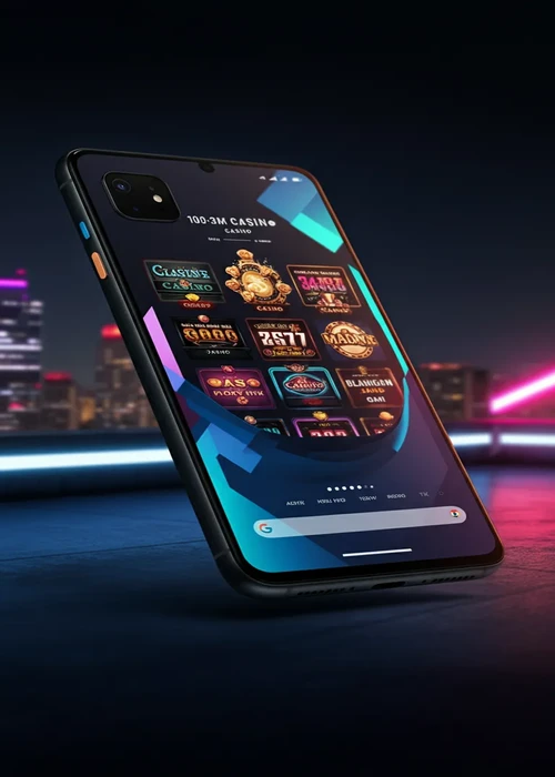 Kinbet Casino Startseite mit futuristischem Design und Spielesammlung